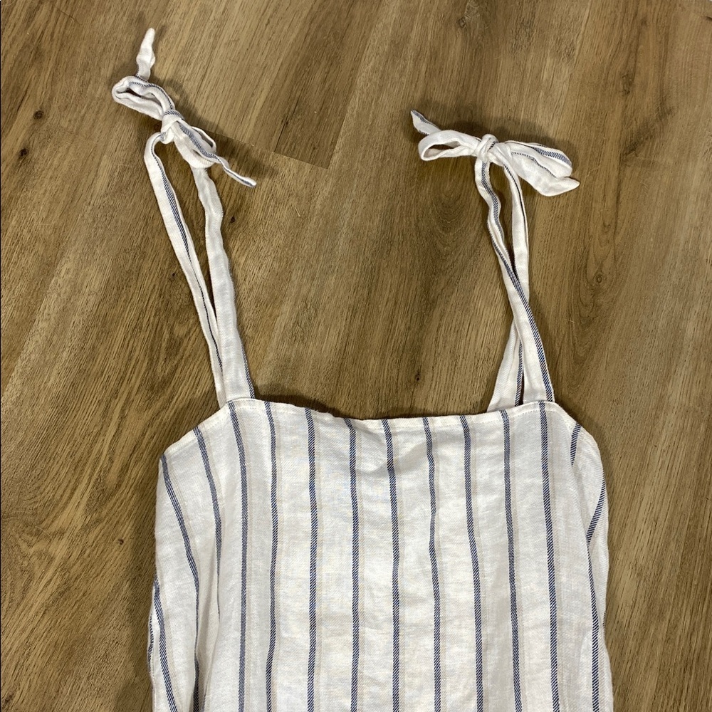 Reformation Elliot dress 100% Linen Striped Midi Dress Sleeveless - Picture 3 of 16